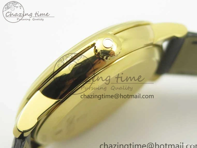 0419 De Ville YG MKF 1:1 Best Edition Silver Dial Diamonds Markers on Black Leather Strap MIYOTA 9015 V Flexible 8046